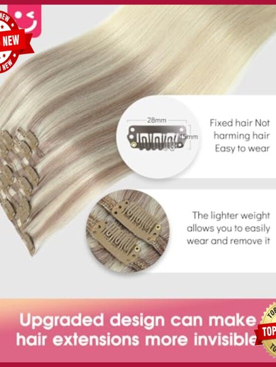 14 Inch Clip-In Human Hair Extensions, 120g Straight, 7 Pieces main image 4